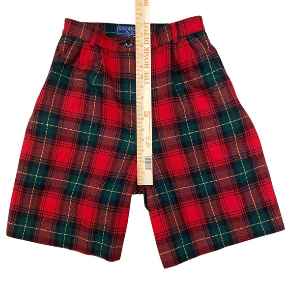 Vintage 90s red tartan plaid wool shorts punk grunge - Picture 3 of 7